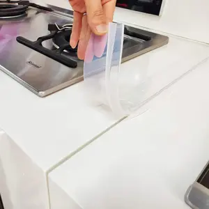 Stove Counter Gap Cover, 2PACK Kitchen  Oven Gap Filler - 21 Inches Countertop Strips Gap Guard, Easy to Clean (Clear)