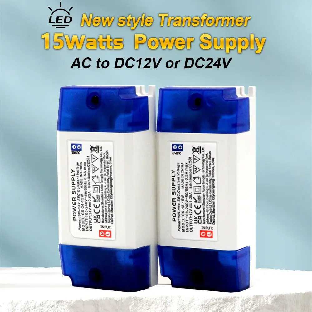 AC to DC24V/12V switching power supply, 15W LED transformer, suitable for LED lighting, LED light strip driver, instrumentation, LED lamp beads, G4, MR11 low voltage transformer