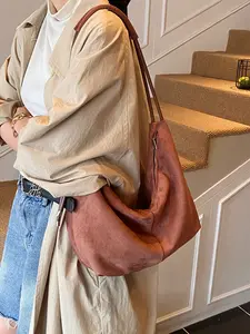 New Casual Single Shoulder Bag for Women, Vintage Style Faux Suede Matte Crossbody Dumpling Bag, Elegant Outdoors Leisure Accessory
