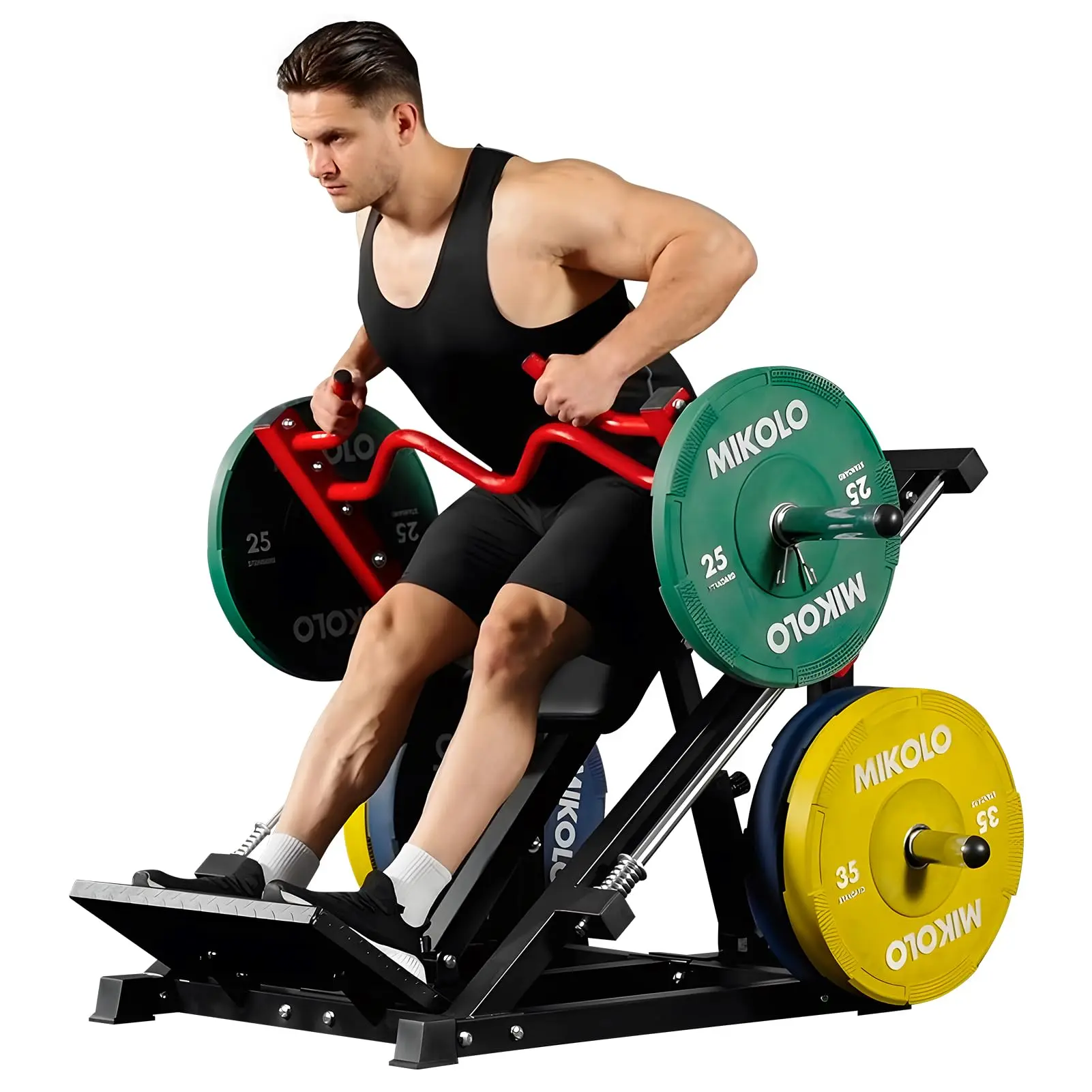 Linear Row Machine for Home Gym Plate-Loaded Smith Row Linear Bearing Back Workout Equipment Compact Size Multi-Grip Knurled Handle No Core Power Required Beginner-Friendly Beast-Approved
