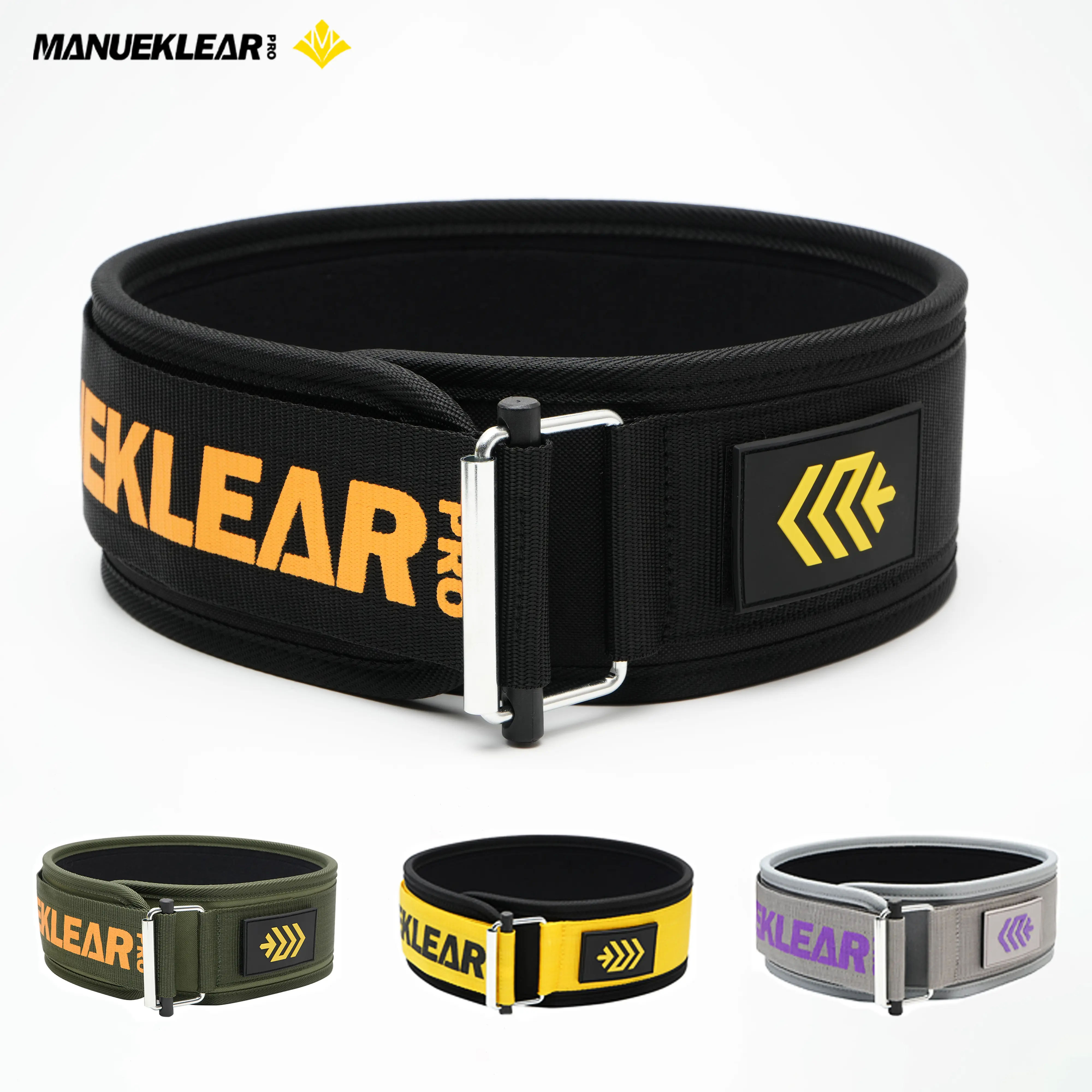 M MANUEKLEAR Adjustable Polyester Blend Weightlifting Belt with Lumbar Support for Men - Gym Gear for Powerlifting, Squats, Gym Workouts, Adjustable Buckle, Customizable Waist, Custom Fit, Multi-Size, Unisex, Deadlifts, Versatile Use