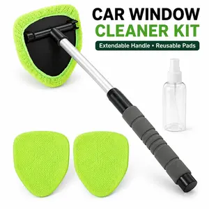 CAR Window Cleaning Tool - Retractable Windshield Cleaner Wand, Microfiber Mirror Cleaning Tool Kit for Car Interior Cleaning