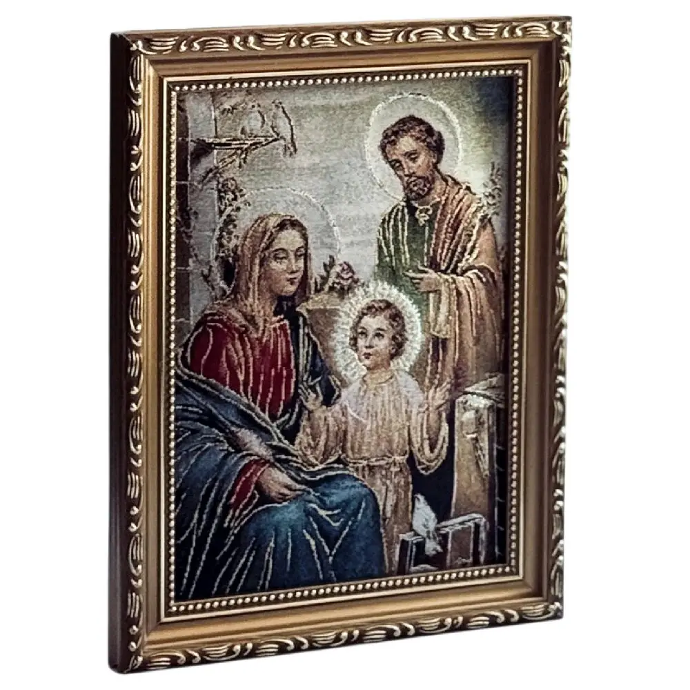 Sagrada Familia 9"x11" CUADRO Full Body Picture Frame Cushioned Tela Texture Tapestry Acolchonado Brand New Religious Decor Cloth Holy Family