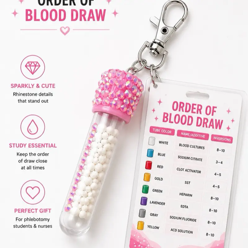 Blood Tube Keychain, Order of Blood Draw Card