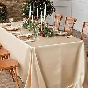 1pcs Satin Tablecloth, Rectangular, Party decoration supplies, Premium polyester satin, washable and reusable. Perfect for weddings, birthdays, family gatherings and outdoor parties. Ideal as decorative table cover for all occasions