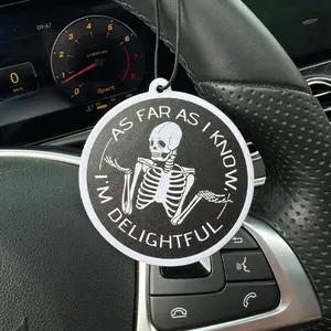 Car Air Freshener Pendant, Skull Inspired Bahama Breeze Scent, Ice Cube Japanese Cartoon Anime Rearview Mirror Hanging Accessory