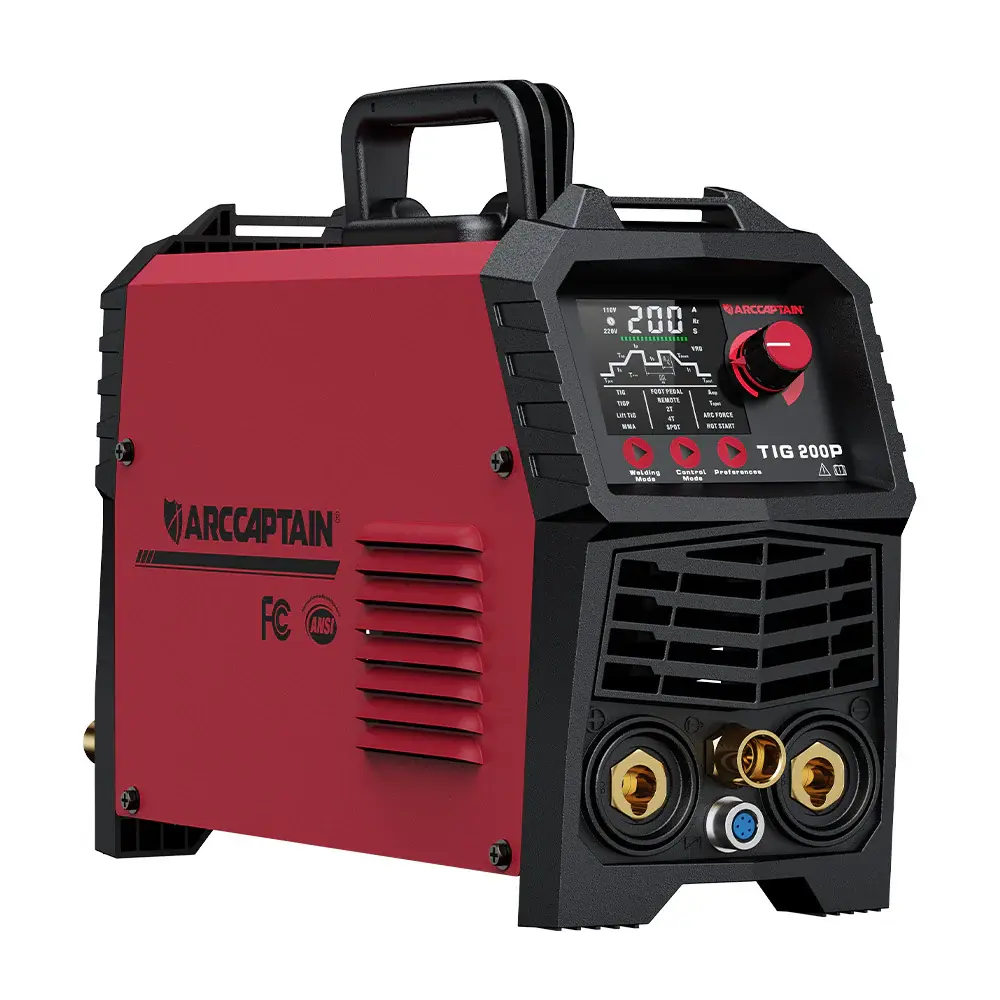ARCCAPTAIN DC 5 In 1 TIG Welder With Pulse, 200Amp DC 5 In 1 HF/Lift/Pulse/Spot TIG & Stick, 110v/220v Dual Voltage LED Digital Display MultiProcess TIG Welding Machine with 2T/4T TIG200P toolupgrade
