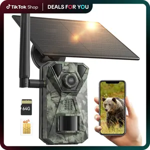 Deatti 4G LTE Cellular Camera with Solar Panel, Built-in SlM Card,UNLIMITED Data Plan,wildlife photography NOT SUPPORTWIFl, Live Camera with 360° Pan Tilt outdoorfun