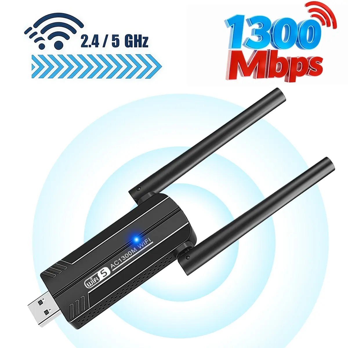 1300Mbps High-Speed Dual Band (2.4G/5G)2026 WiFi Range Extender & Signal Booster , Plug & Play Mini Design ， Fast & Stable for Apple iPhone, Android, Gaming Routers & Smart Home