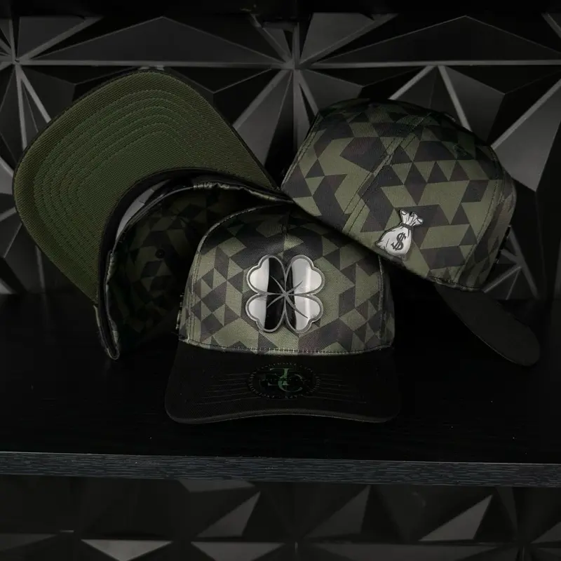 Clover plate SnapBack hat-green camo