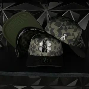Clover plate SnapBack hat-green camo