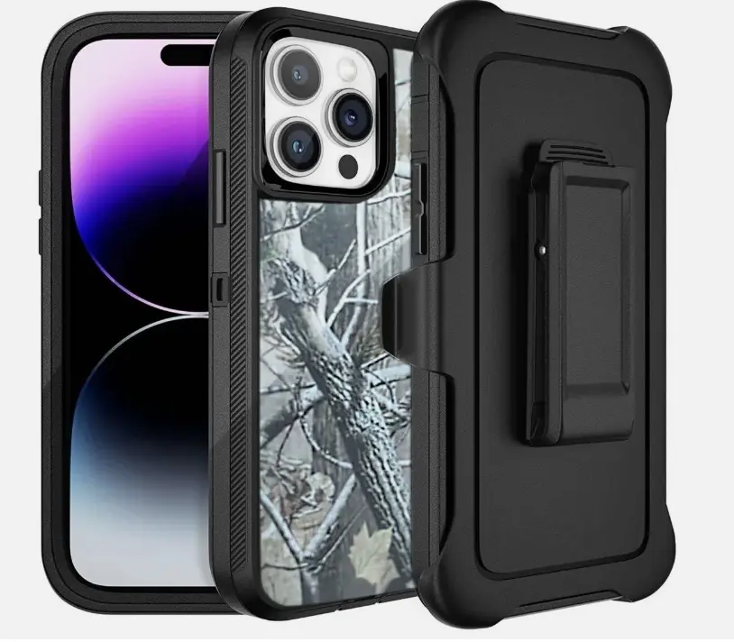 Black-Tree Rugged Shockproof Defender Case Cover for iPhone 13 / 13 Pro / 13 Pro Max / with Belt clip