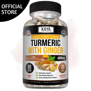 Kaya Naturals Turmeric with Ginger and BioPerine – Turmeric 95% Curcuminoids – Capsules – Premium Daily Wellness Formula – Non-GMO & Gluten-Free – 60 Capsules