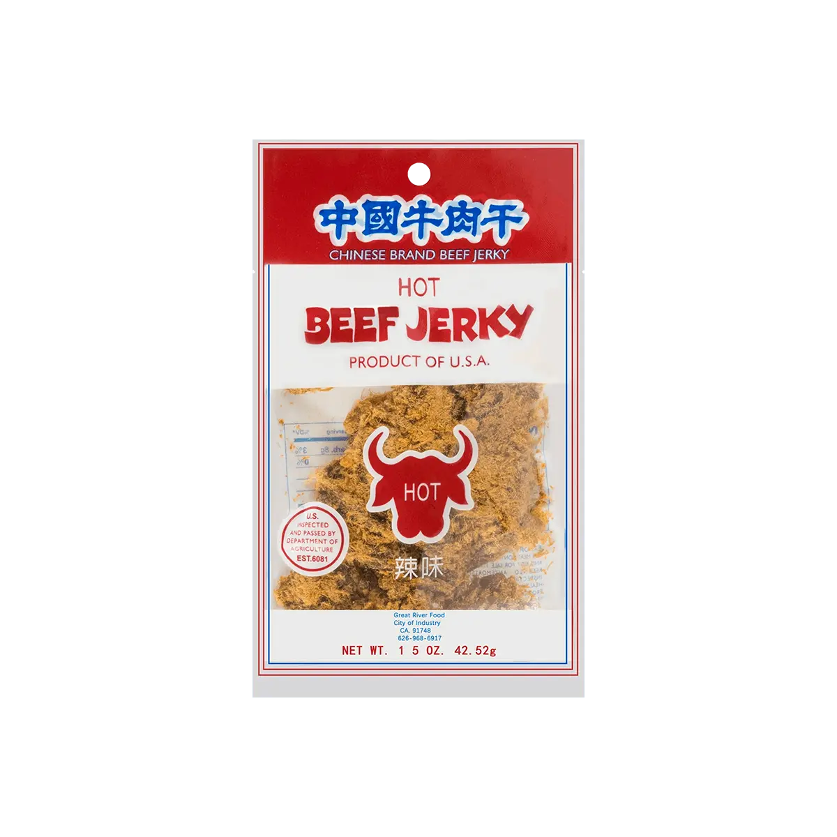 CHINESEBRANDBEEFJERKY Hot Flavor Beef Jerky 42.52g