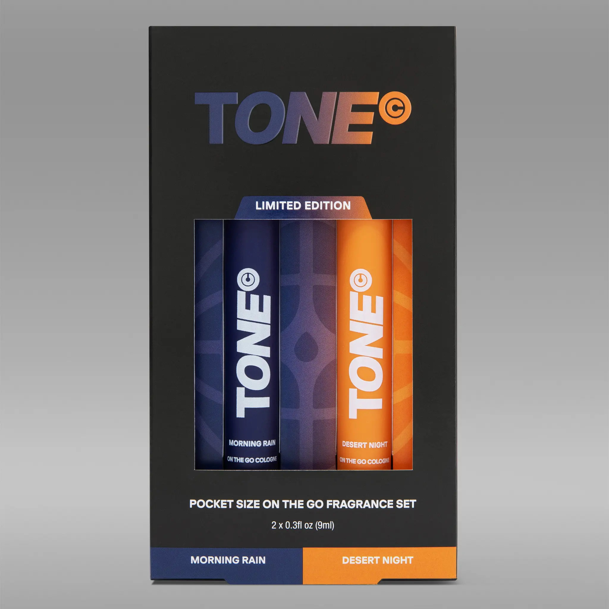 TONE On The Go Cologne 2-Pack, Morning Rain & Desert Night Travel Fragrance Set, Long-Lasting Body Spray, Pocket Size Minis, Limited Edition Gift Set – TONE
