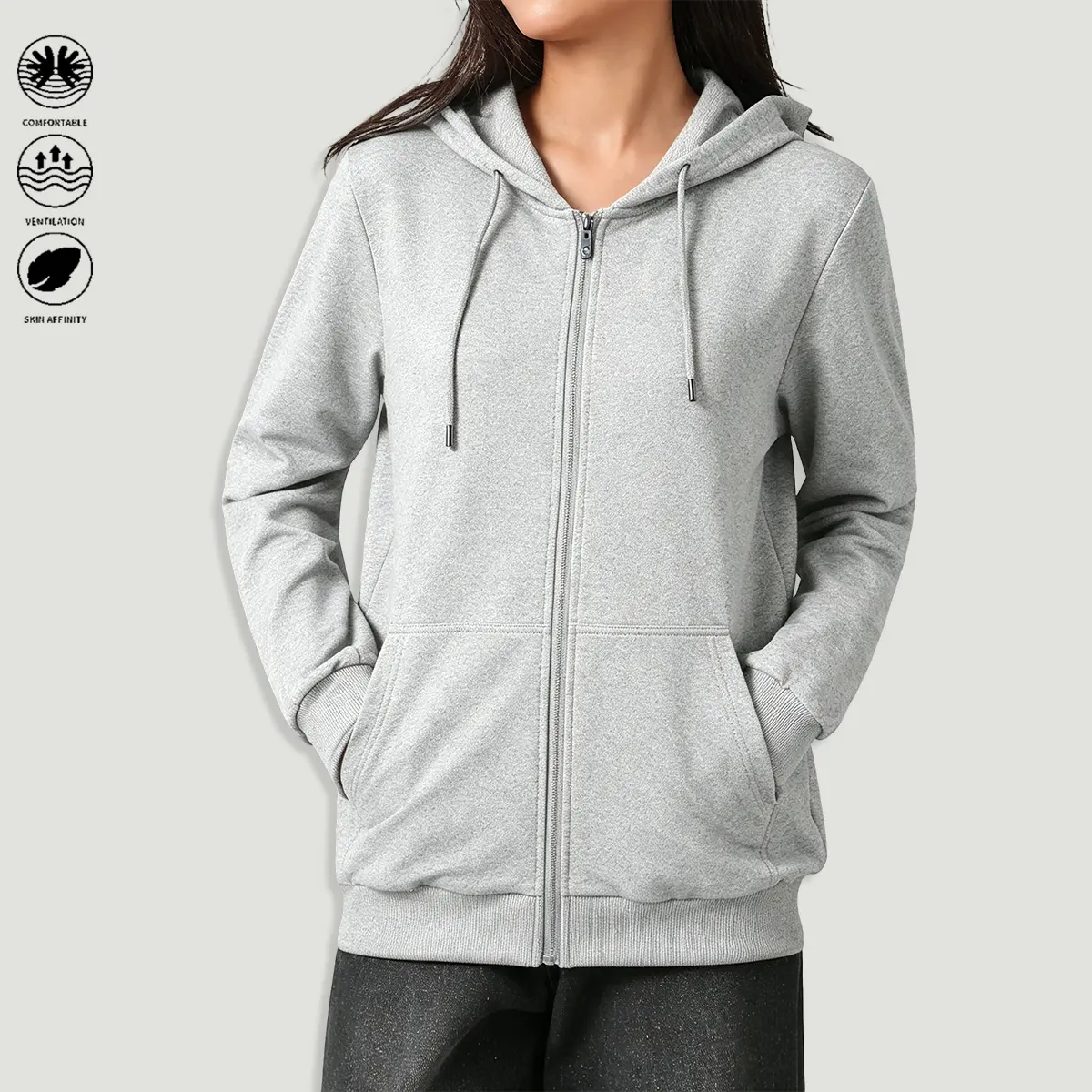 Women’s casual hoodie sweatshirt in solid color; suitable for leisure wear, sports/fitness, and running workouts; women’s hooded sweatshirt; campus wear; women’s tops