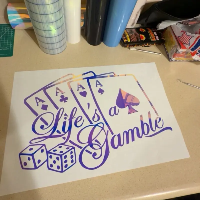 "Life’s A Gamble Bold Statement Decorative Window Sticker, Peel-and-Stick Renter-Friendly Home Decor for Easy Application Home Supplies"