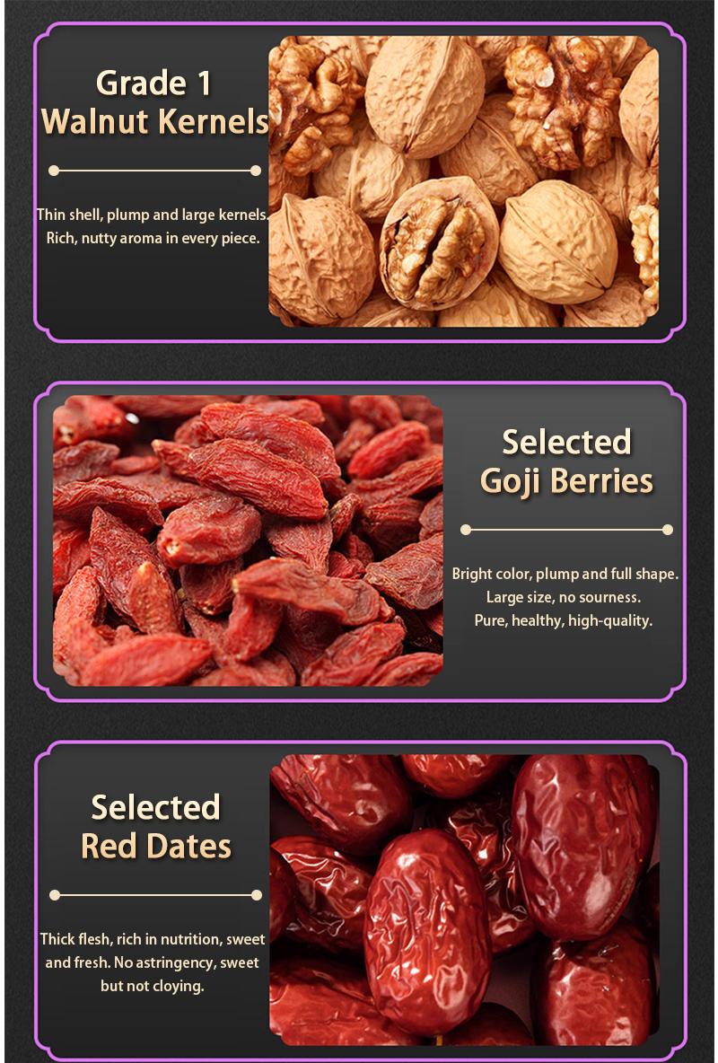 Jinjiazhuang Low-GI Walnut Mulberry Black Sesame Balls - Nourishing Snack with Prebiotics, No Sucrose, No Artificial Flavors or Colorings