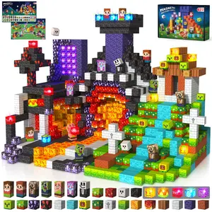 150PCS Magnetic Building Blocks Kit with Light Bricks, Magnetic Stacking Halloween Educational Toys for Kids Ages 3+ (4-10 Years Old), Building Kit