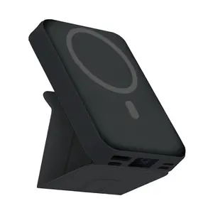 10000mAh Magnetic Power Bank, Mobile & Smartphone Device Accessories with Built-in Lightning & Type-C Cables, Folding Stand, LED Display Fast Charging for iPhone 17/16/15/14/13/12 Pro Max