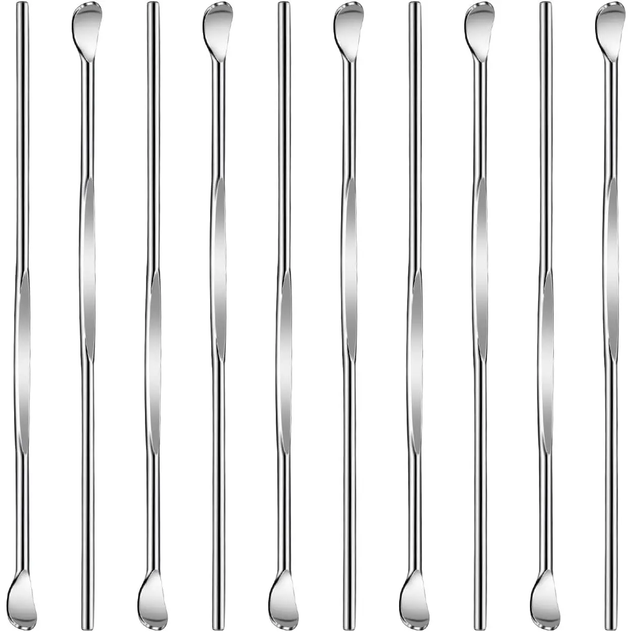 10 Pcs Ear Spoon Metal Ear Cleaner Stainless Steel Ear Pick Portable Metal Earwax Curette Ear Cleaner Tool for Adult