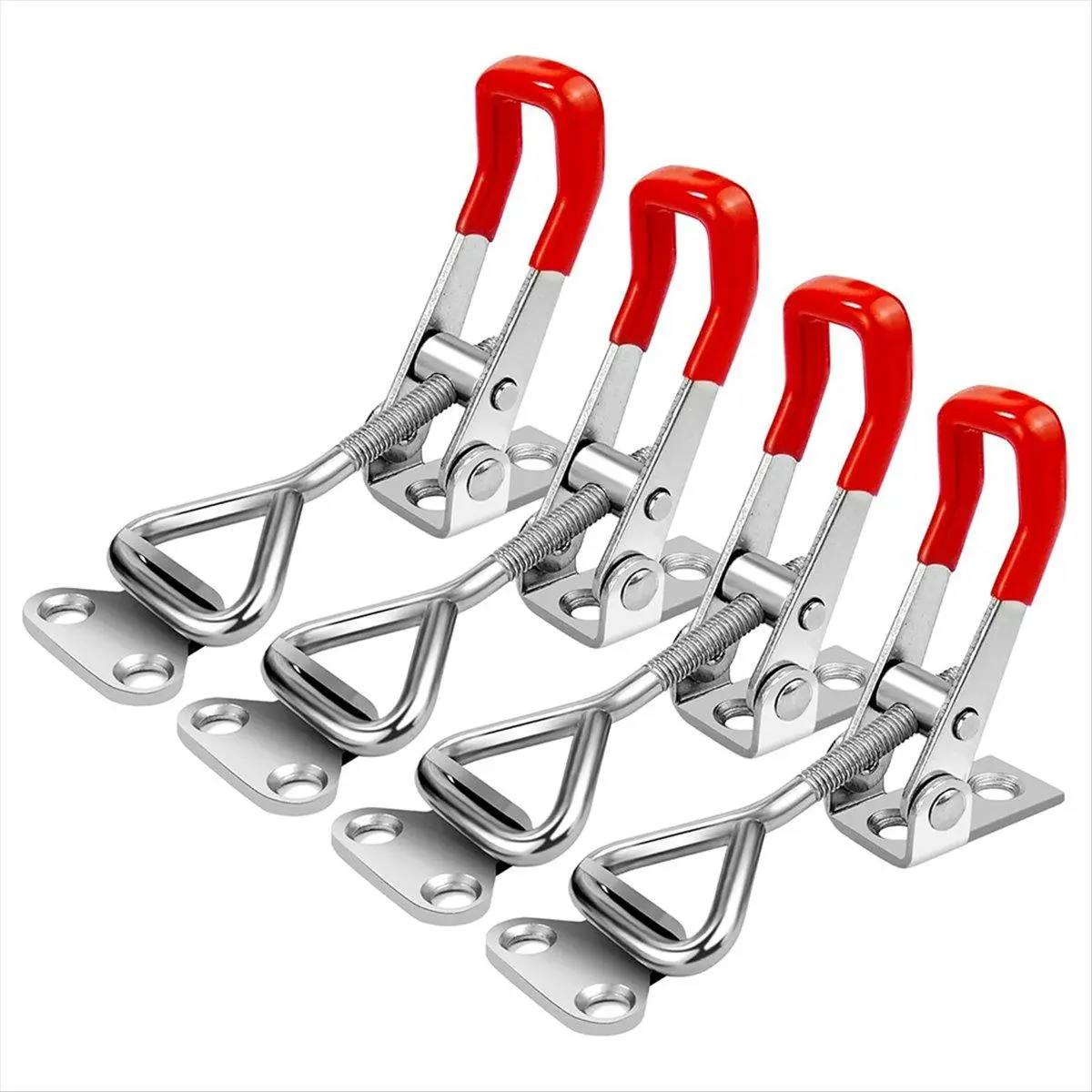 4-Pack Adjustable 304 Stainless Steel Toggle Latch Clamp (4001 Model) with 4.5in Anti-Slip Handle, 330lb Capacity, Adjustable Design for Smoker Lid, Cabinet Doors, Cooler Door, Garbage Cans, Storage Box, Draw, Clasp, Chest, 330 Lb Capacity, Freezer Door