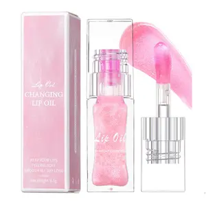 2024 New Boss Up Color Changing Lip Oil PH，Warm Change Glitter Lip Gloss，Upgraded Magic Big Brush Color Changing Lip Oil，Long Lasting Nourishing Lip Glow Oil Non-sticky Primer Lip Tint