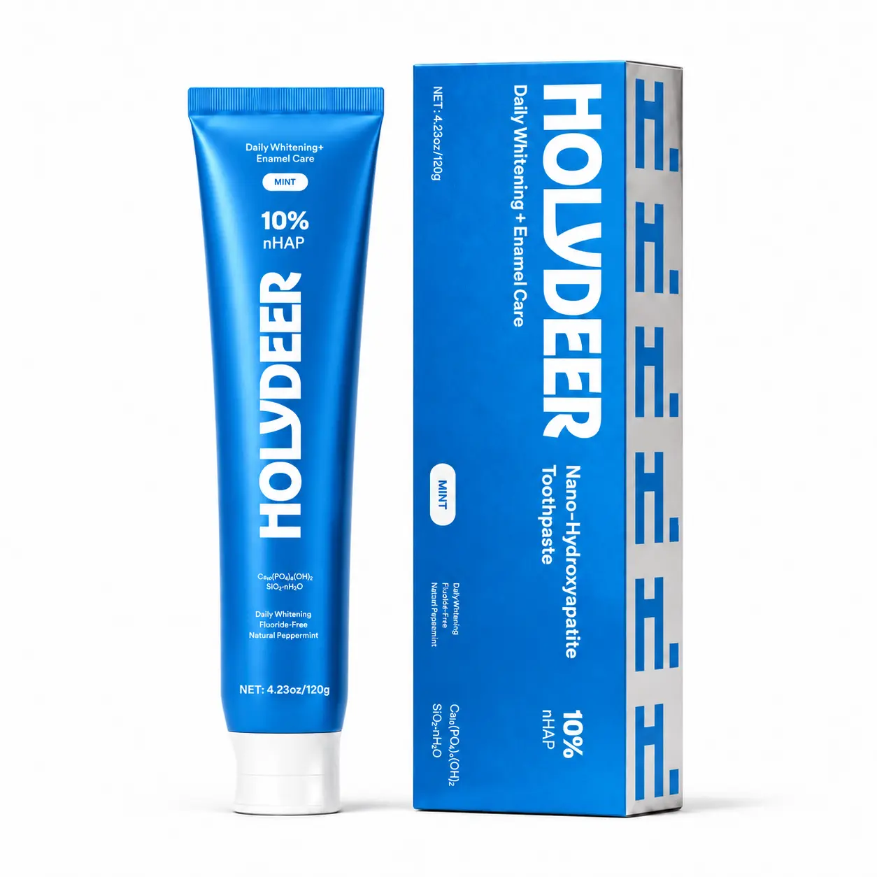 Holydeer 10% Nano-Hydroxyapatite Gentle Toothpaste, Fluoride-Free Mint Oral Care for Whitening, Enamel Support & Sensitive Teeth Long-Lasting Fresh Breath
