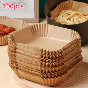 100pcs Non-Stick Air Fryer Liners, Square Parchment Paper for Baking & Microwave Use, Easy Clean Single Sheet for Healthier Cooking