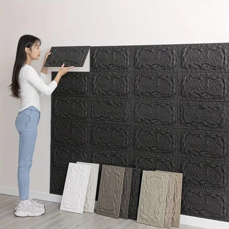 3D Self-adhesive Stone Wall Panel, 10mm Thickness PU Wall Panel, Interior Wall Decoration Living Room Wall Panel, Stone Wall for Accent Wall Decoration, Self Adhesive Panels, Self Adhesive Wallpaper