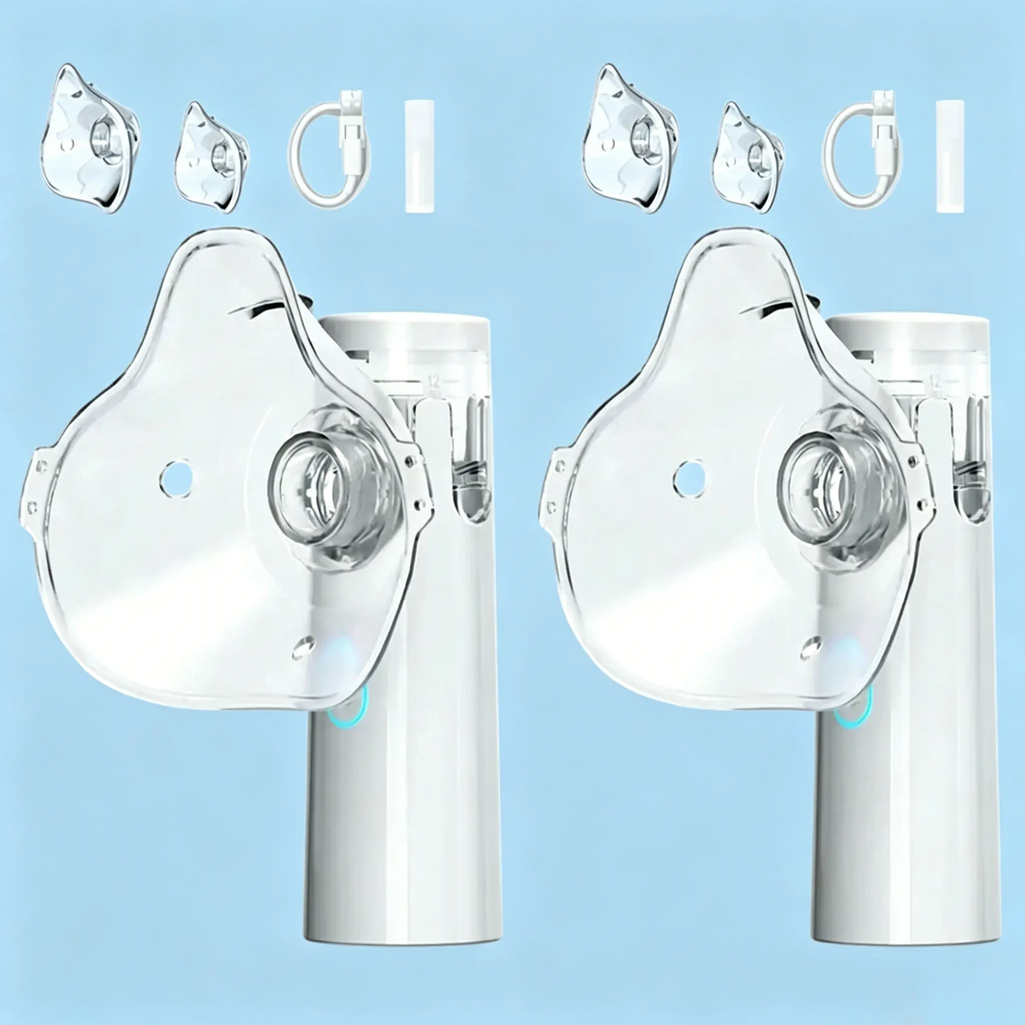 2 PCS USB Portable Smart Nebulizer with Auto-Cleaning Function, for respiratory care at home and travel, suitable for adults and kids (No built-in battery)