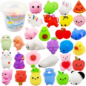 30 Pcs Mochi Squishy Toy Animal Fruit Kawaii Squishies Toys Party Favors New Year's Day /Valentine's Day/Christmas Gifts, Stress Relief Decoration, Stress Relief Fidgeting