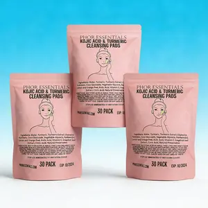 PHOR ESSENTIALS 3-Piece Pack Dark Spot Repair & Skin Brightening Solution with Kojic Acid Turmeric Cleansing Pads for Sensitive Skin Lemon Exfoliant Gentle Formulation