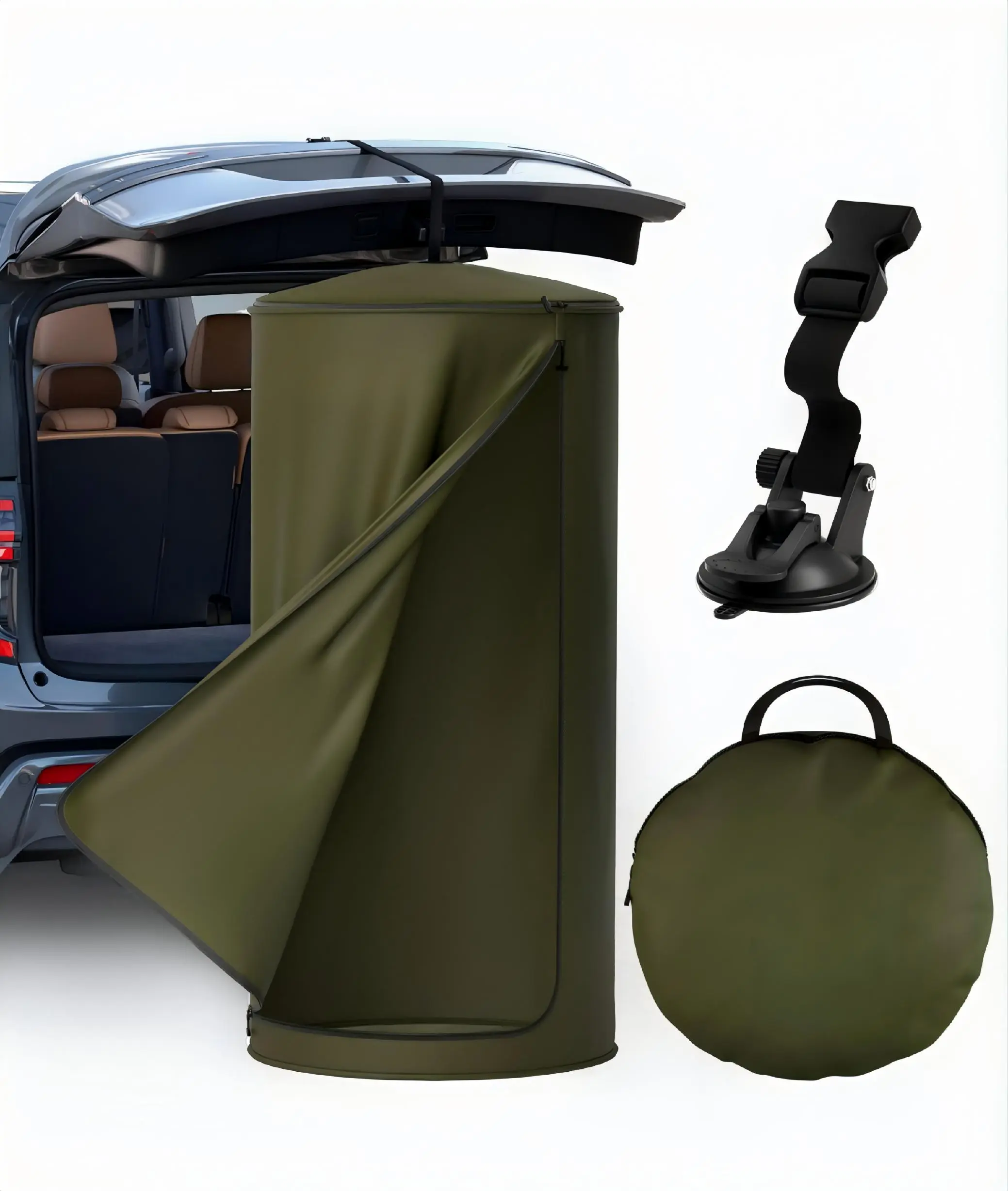 Portable Changing Room Tent - Instant Pop Up Privacy Pod with Suction Cup for SUV Liftgate, for Camping, Shower, Beach and Toilet Stall (Carrying Bag Included) Green