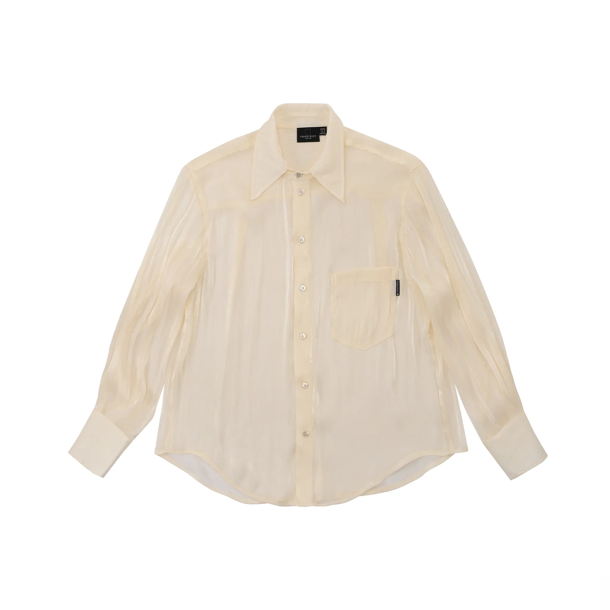 Sheer Organza Long Sleeve Summer Shirt - Ivory