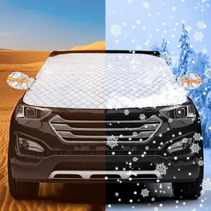Car Windshield Snow Ice Cover with Side Mirror,Magnetic Windshield Cover for Ice and Snow,Car Windshield Sun Shade Foldable,Fit for Large SUV/Pickup/Truck/MPV(Silver-58"x46")