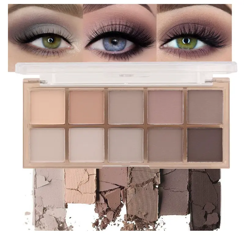 evpct  Colors Matte Nude Eye Shadow Palette Makeup for Older Women, Nude Brown Pink Cocoa Taupe Mauve Neutral Matte Cream Smokey Mini Eyeshadow Palette for Blue Green Eyes, Contour Makeup Palettes 4