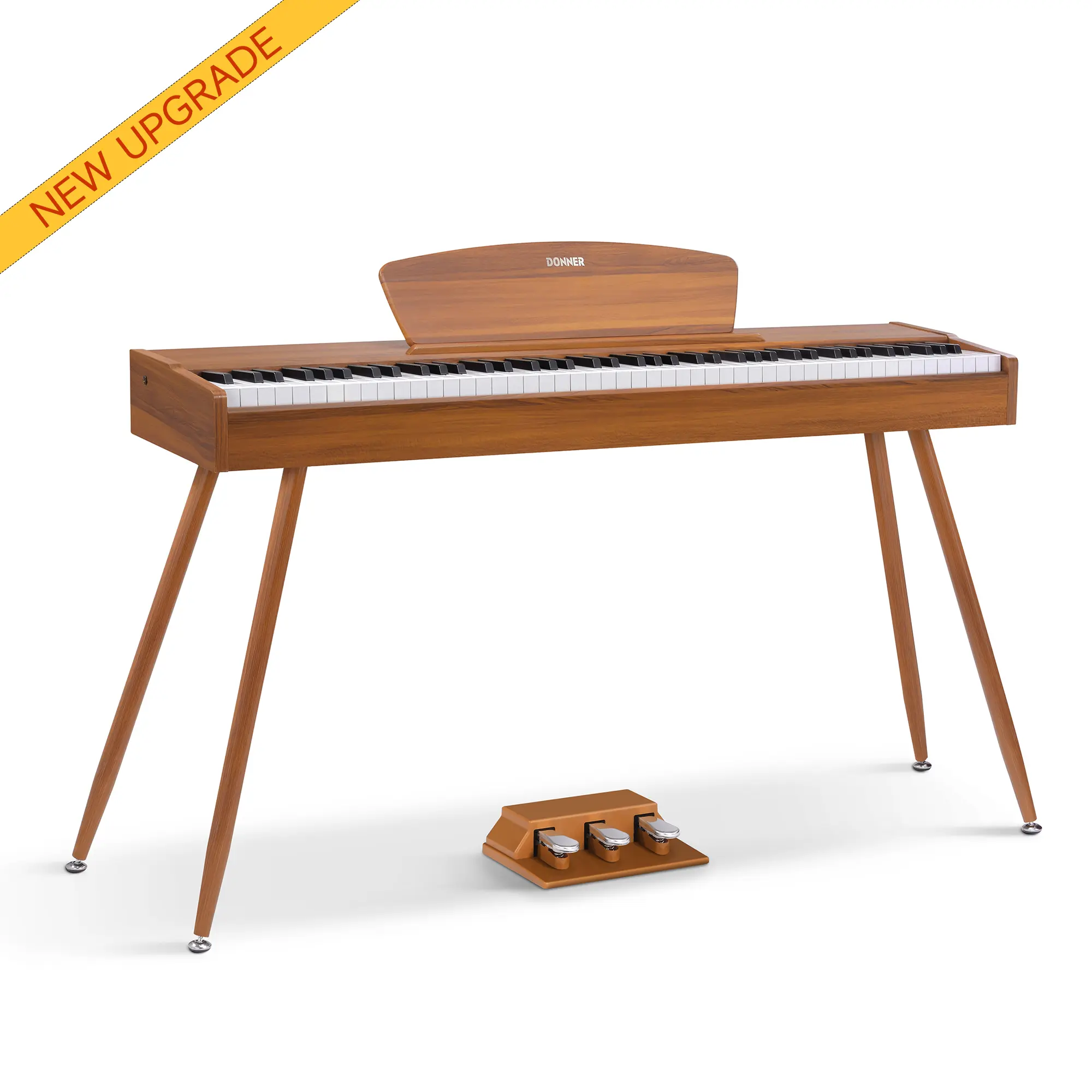 Donner DDP-80 Wooden Style 88-Key Weighted Digital Piano Keyboard - Musical Electronic Digital Piano with Stand, 3 Pedals, Sound Upgrade for Musical Use, Musical Electronic Digital Pianos