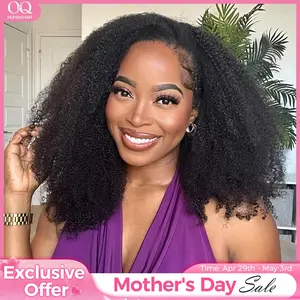 [3 In 1 Half Wig] OQ HAIR Afro Curly Wear Go Glueless Half Wig 180% 250% Density Upgrade With Drawstring Cap Invisible Hairline Human Hair Wigs Beginner Friendly #SummerVibes