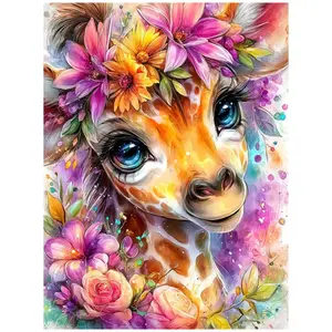 Multiple sizes available including square and round diamonds. This 5D DIY diamond painting set diamond art embroidery craft kit handmade furniture decor holiday birthday art personalized gift. Watercolor floral giraffe wall art