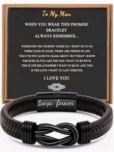1PC Unique Christmas Gift for Man, Ideal Birthday Gifts for Man Leather Bracelets, Knotted Bracelets Jewelry for Man with Gift Card, Perfect Bracelet for Daily Wear Gift for Man Valentine's Day Gift