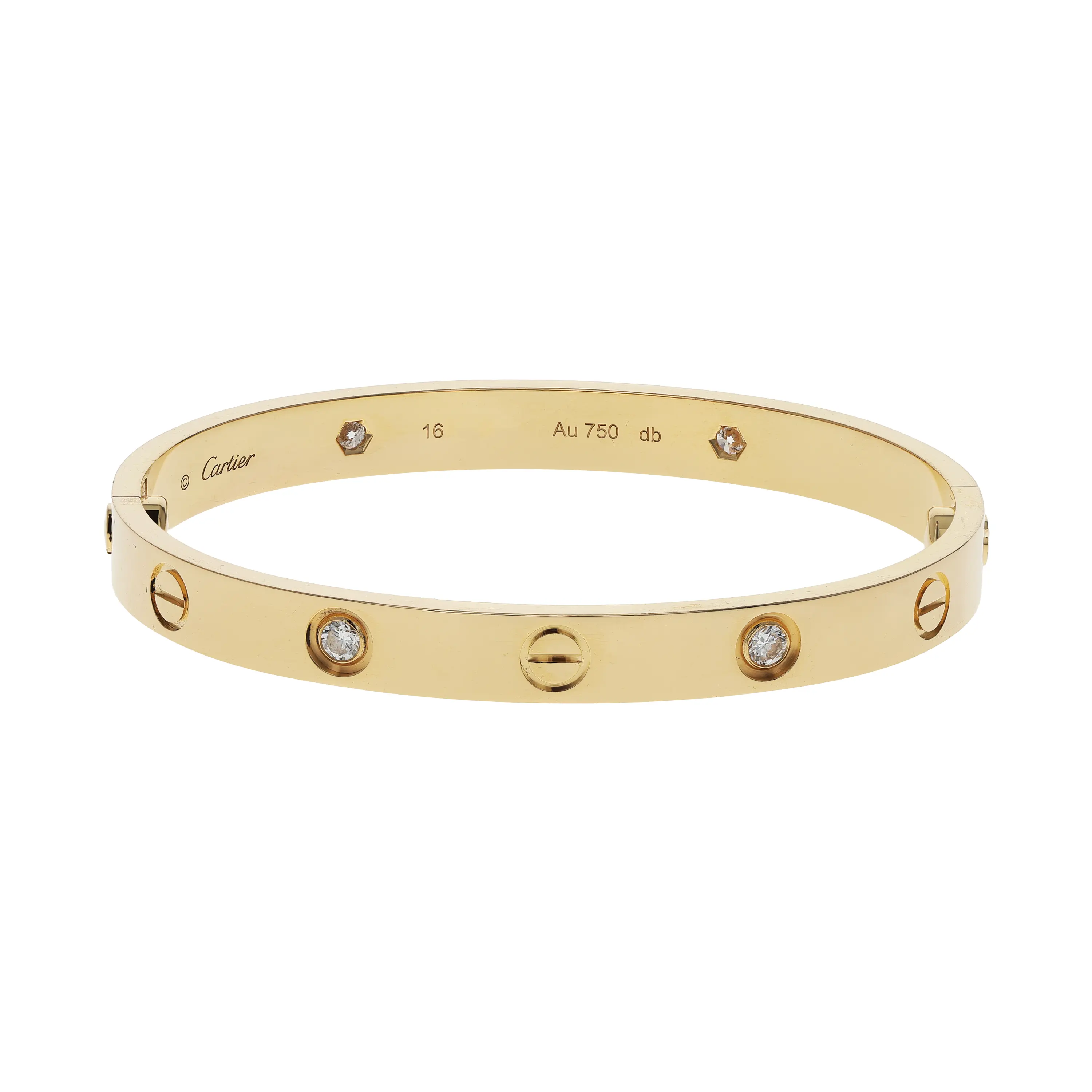 Pre-owned Cartier Love Bangle Bracelet Size 16