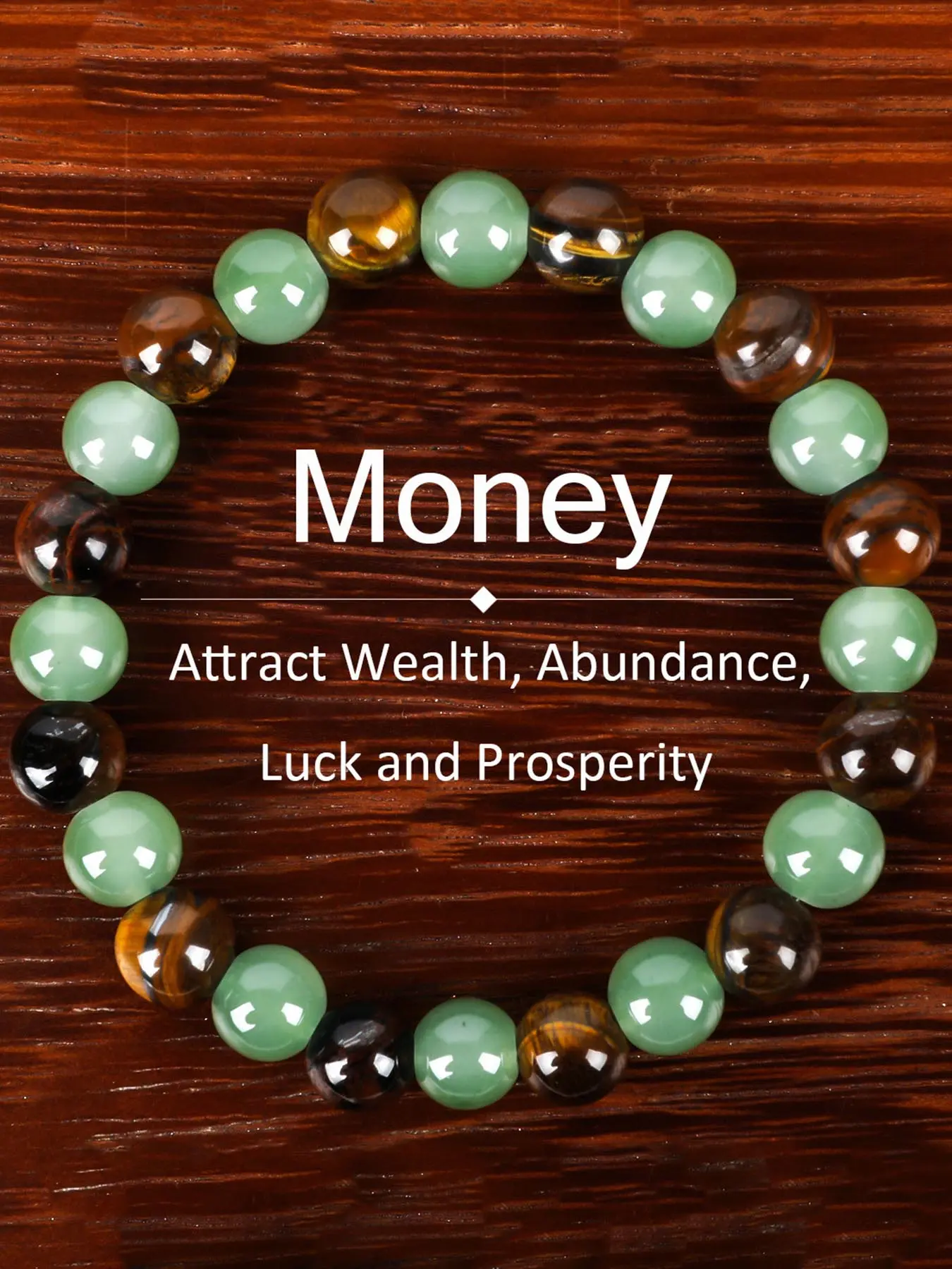 1pc Money Attraction & Protection Bracelet, Tiger Eye & Green Aventurine Natural Bracelet, Fashion Luxury Jewelry, Friendship & Encouragement Gift, Colorblock Beaded Bracelet, Bangle Bracelet, Fashionable Bangles, Bead Bracelets