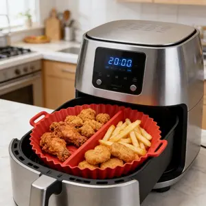 Reusable High-Temperature Silicone Air Fryer Tray, New Separated Design, Even Heating, Non-Stick Easy Clean, Essential Kitchen Baking Tool, Air Fryer Accessories