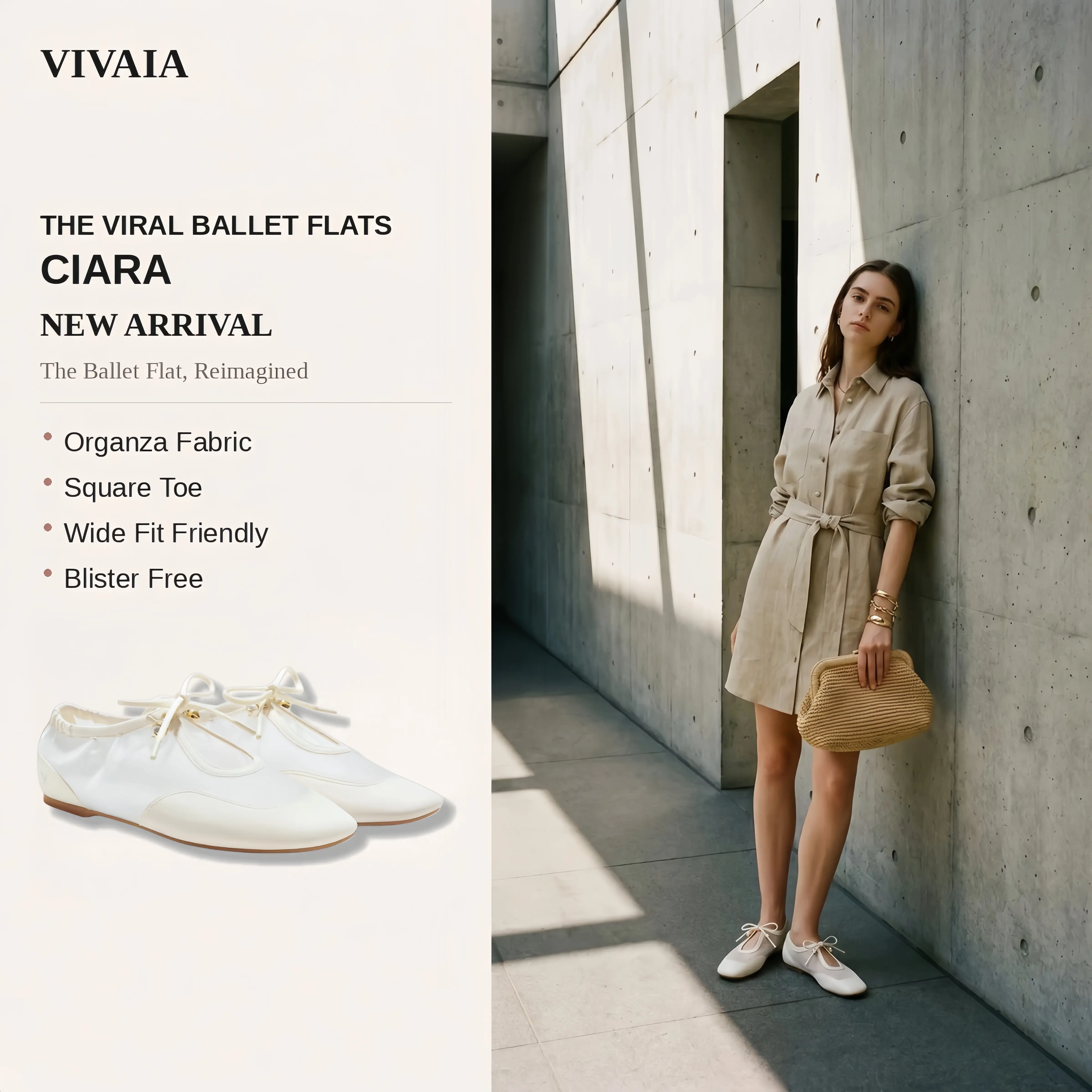 VIVAIA Healing Garden, Square-Toe Organza Sneakerina, Wide Feet Friendly Ballet Flats, Mesh Flats, Ballerina Sneakers, Suede-Like Integrated Insole Machine Washable, Wedding Flats, Wedding Shoes, Tennis shoes (Ciara) zapatos para mujer