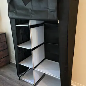 Portable Wardrobe Closet with Cover, Freestanding Portable Garment Rack, Portable Closet Wardrobe for Clothes Storage, Clothes Organizer for Bedroom, Dorm, Apartment, Black.