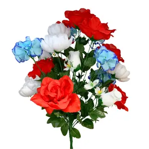 Rose / Peony / Hydrangea Mixed Bush 25" - Red/White/Blue x 36 | CZE