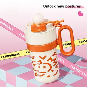 Premium Vacuum Flasks Insulated Tumbler with Straw 2026 Newest Design Leakproof Stainless Steel Coffee Mug for Daily Commute Camping Hiking