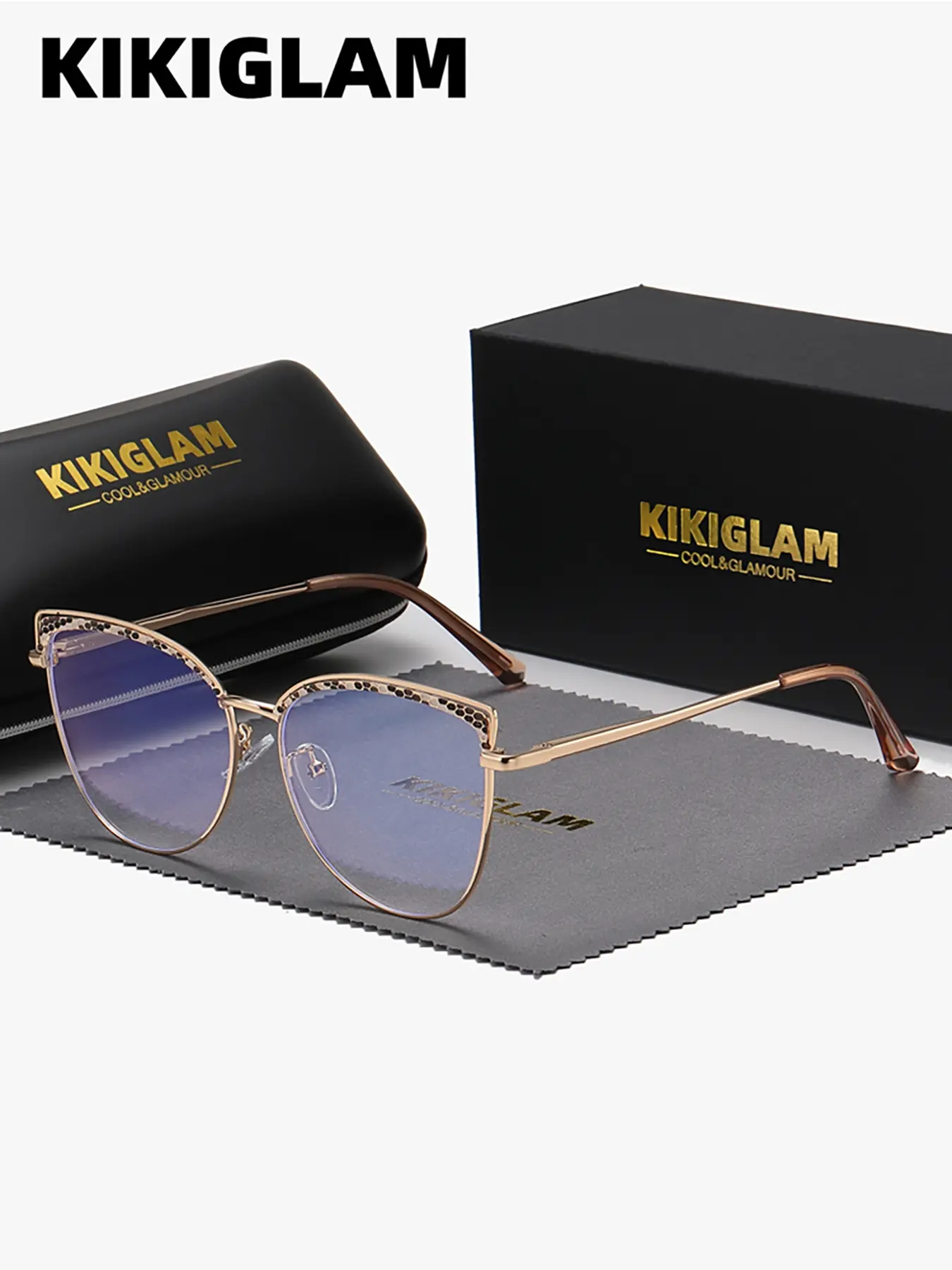 Kikiglam Unisex Fashion Butterfly Frame Glasses, Anti-Blue Light Flat Lenses, Casual Style, Metal Frame, All Seasons Wear
