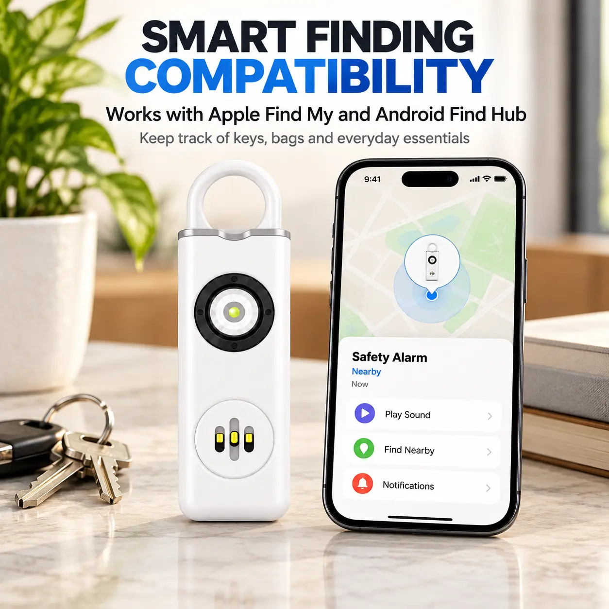 Smart Finding Compatibility Device for Apple Find My & Android Find Hub Track Keys Bags Essentials